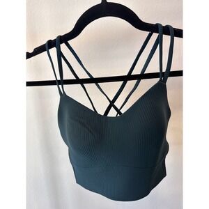 Lululemon Like a Cloud Longline Bra Ribbed B/C Cup Iron Blue LW2D03S Size 6 NWT